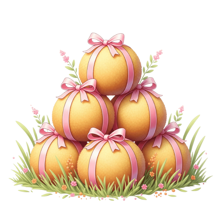 Free Easter Eggs Clipart Stack with Pink Bows