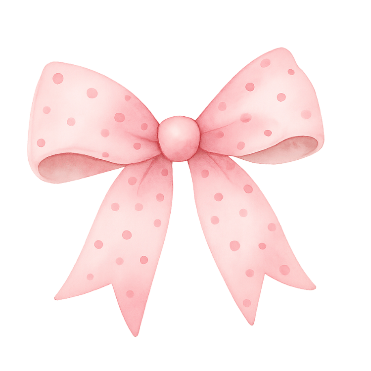 Free Pink Polka-Dot Bow Watercolor Clipart