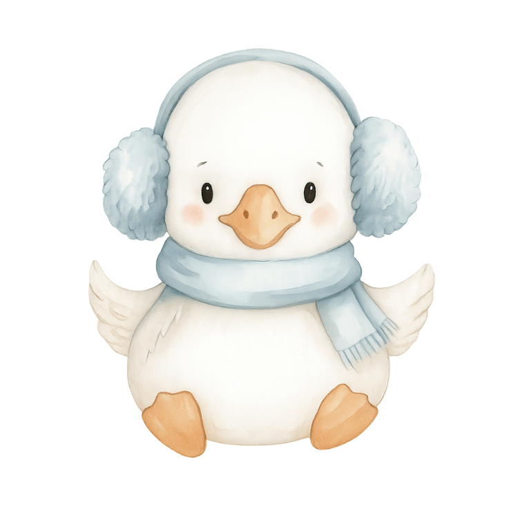 Free Cute Winter Goose with Earmuffs Clipart