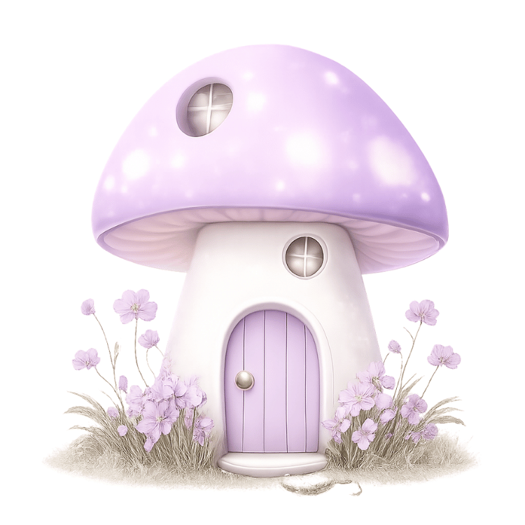 Free Lavender Mushroom Fairy House Clipart