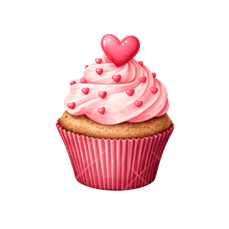 Free Watercolor Valentine Cupcake Clipart