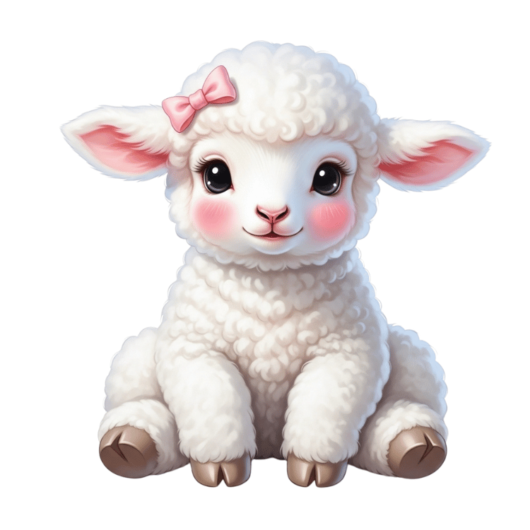 Free Cute Baby Lamb Clipart with Pink Bow