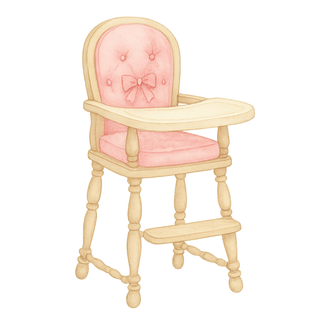 Free Vintage High Chair Clipart – Blush Pink Watercolor