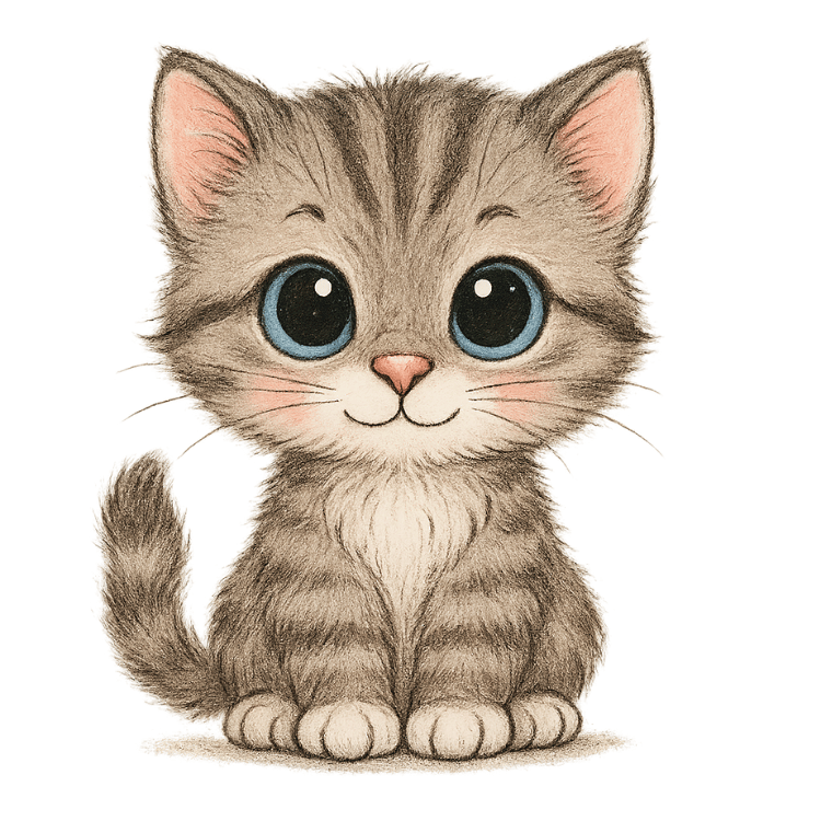 Free Cute Gray Tabby Kitten Clipart