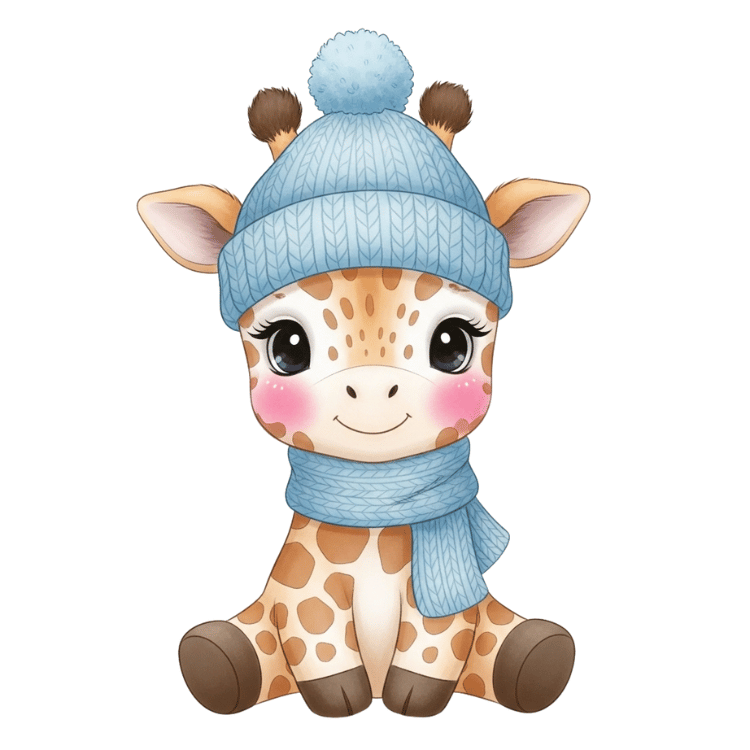 Free Winter Baby Giraffe Clipart