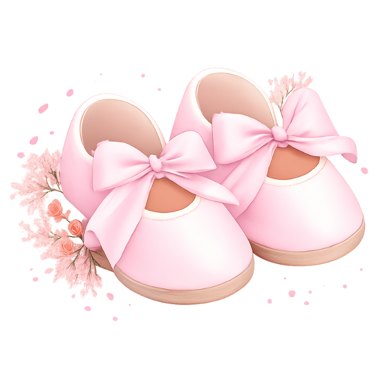 Free Pink Baby Shoes Clipart with Bows