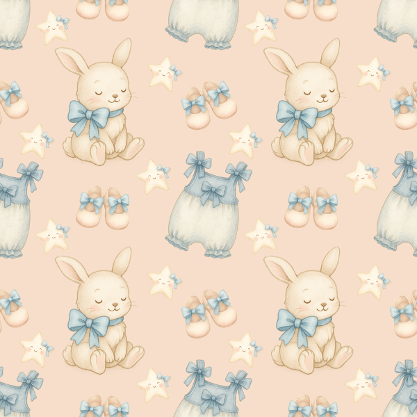Free Baby Bunny Blue Bow Seamless Pattern