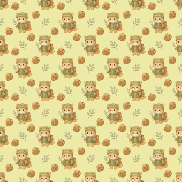 Free Cute Cat Explorer Seamless Pattern