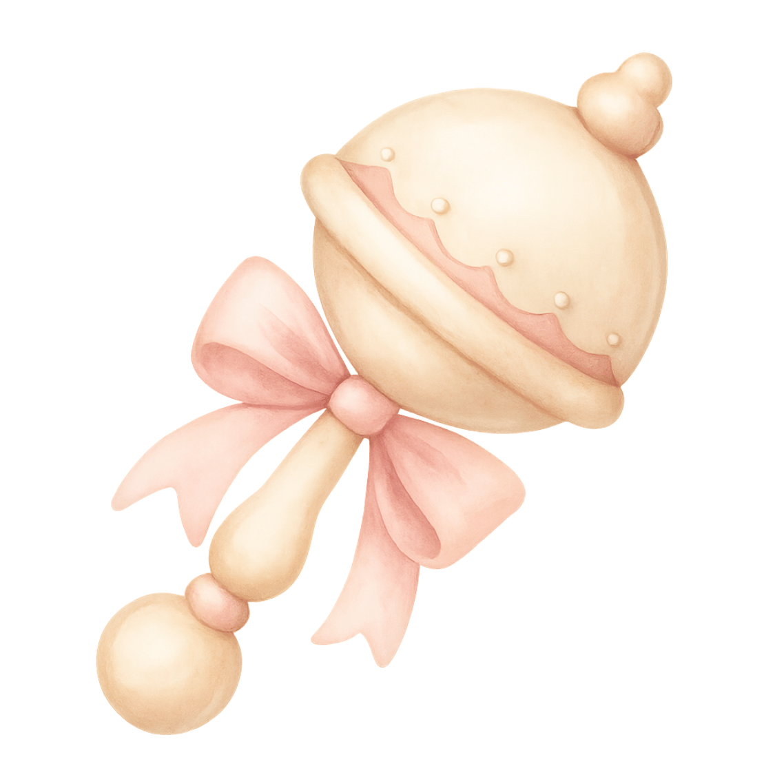 Free Baby Rattle Clipart – Vintage Pink Bow Watercolor