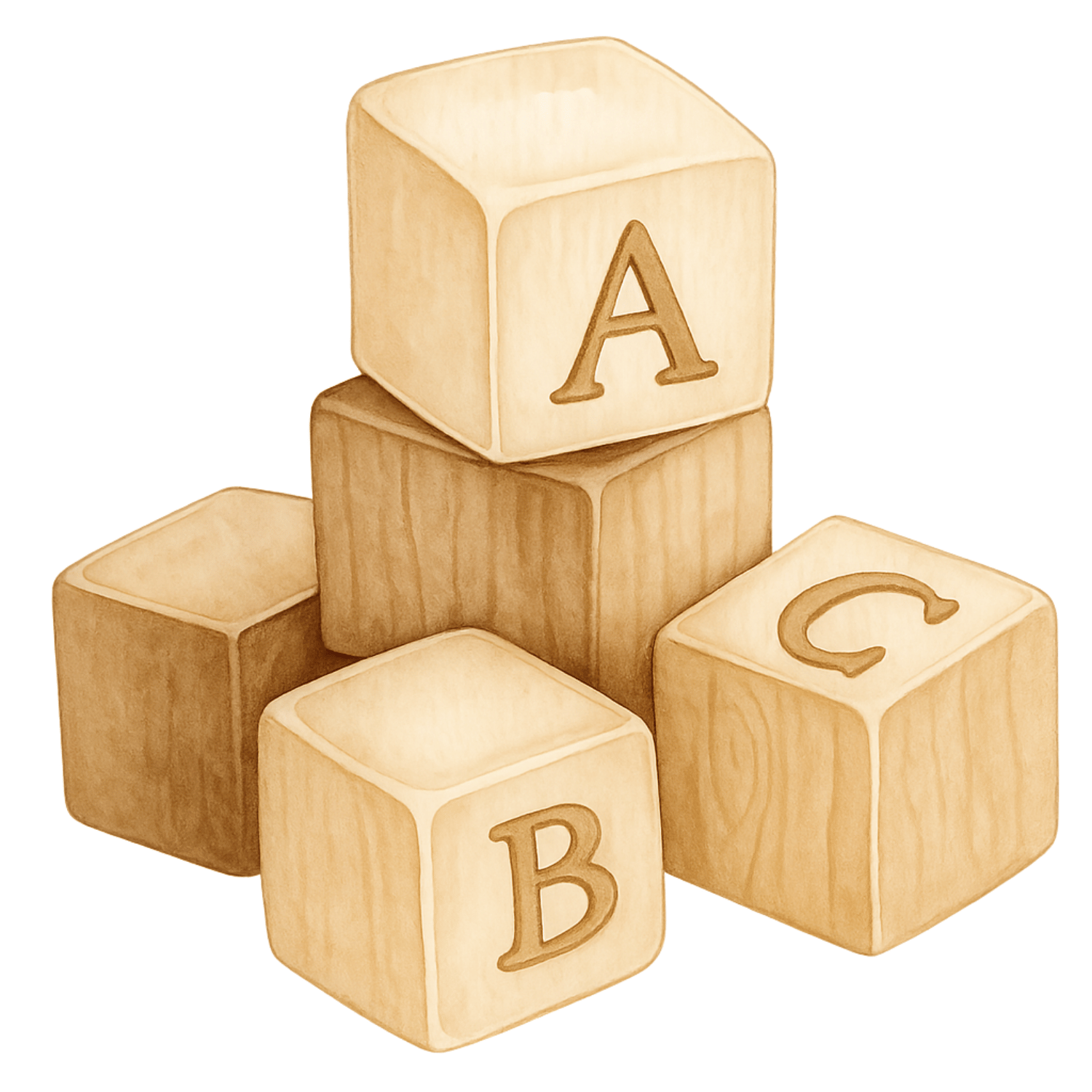 Free Neutral ABC Wooden Blocks Clipart