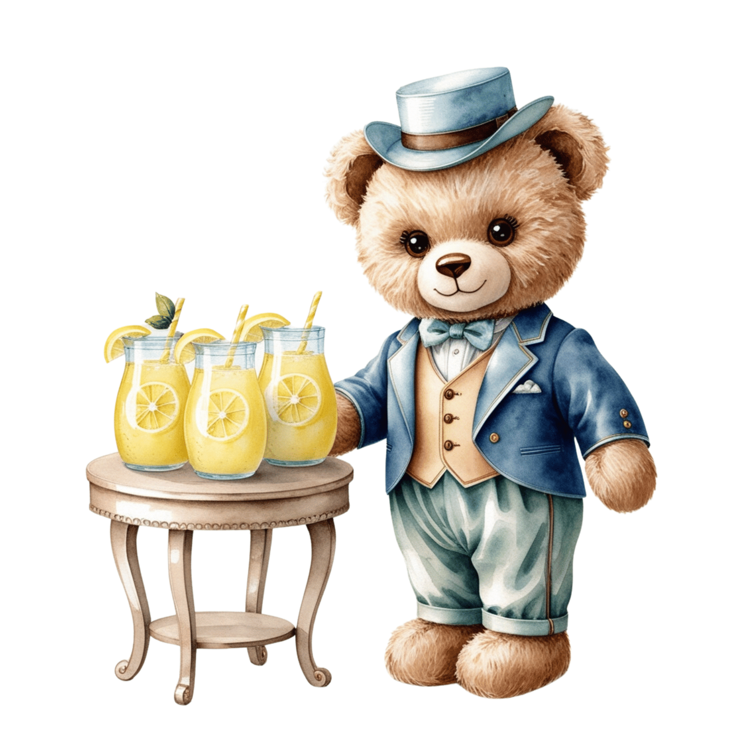 Free Teddy Bear with Lemonade Clipart (PNG)