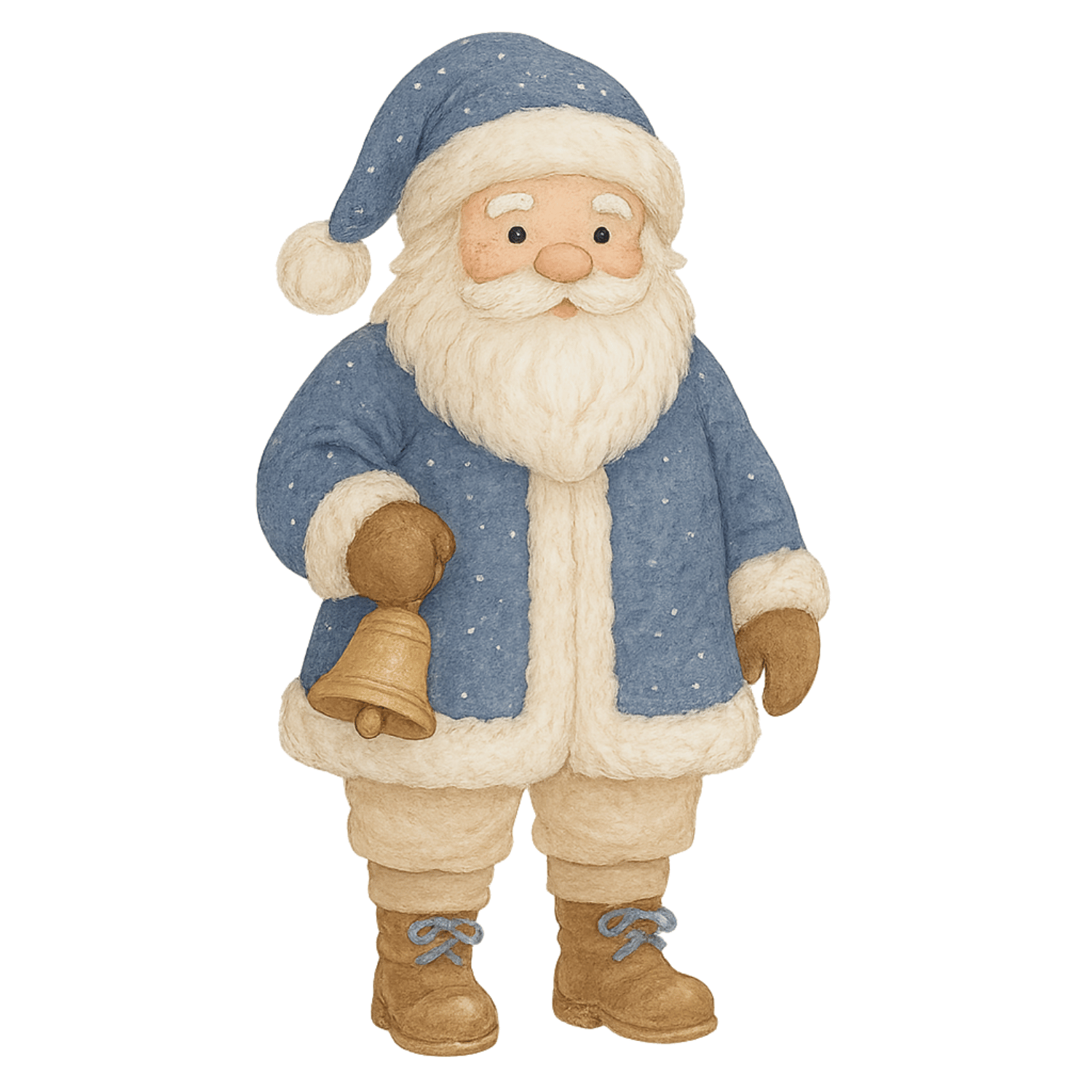 Blue Santa with Bell Christmas Clipart (PNG, 300 DPI) – Free Download