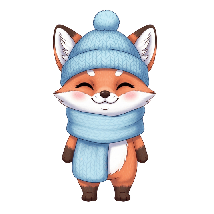 Free Cute Winter Fox Clipart