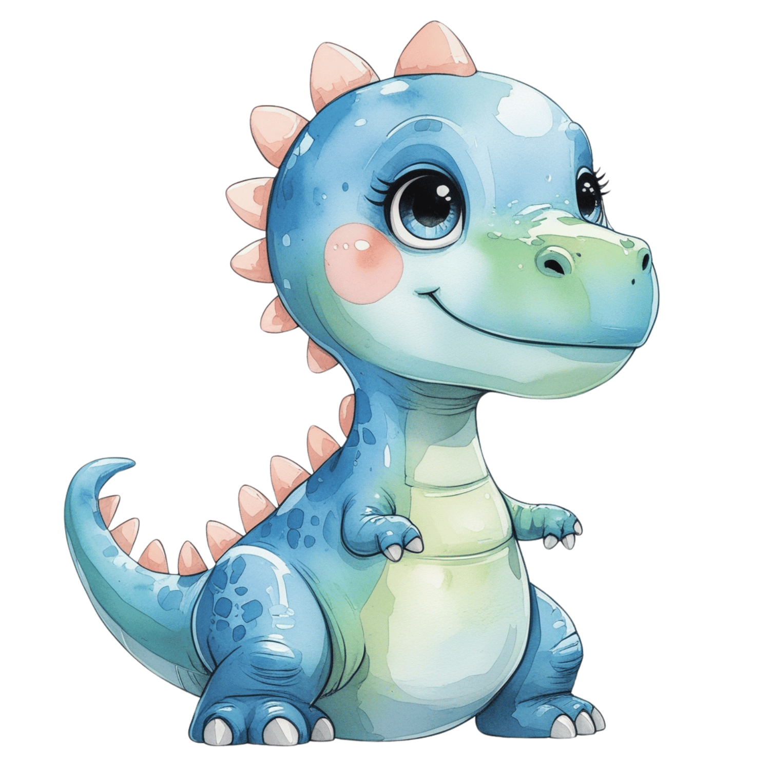 Blue & Mint Watercolor Dino
