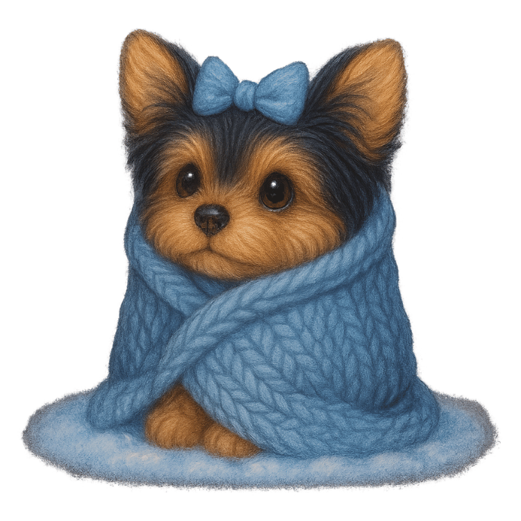 Free Cute Winter Puppy Wrapped in Knitted Blanket Clipart