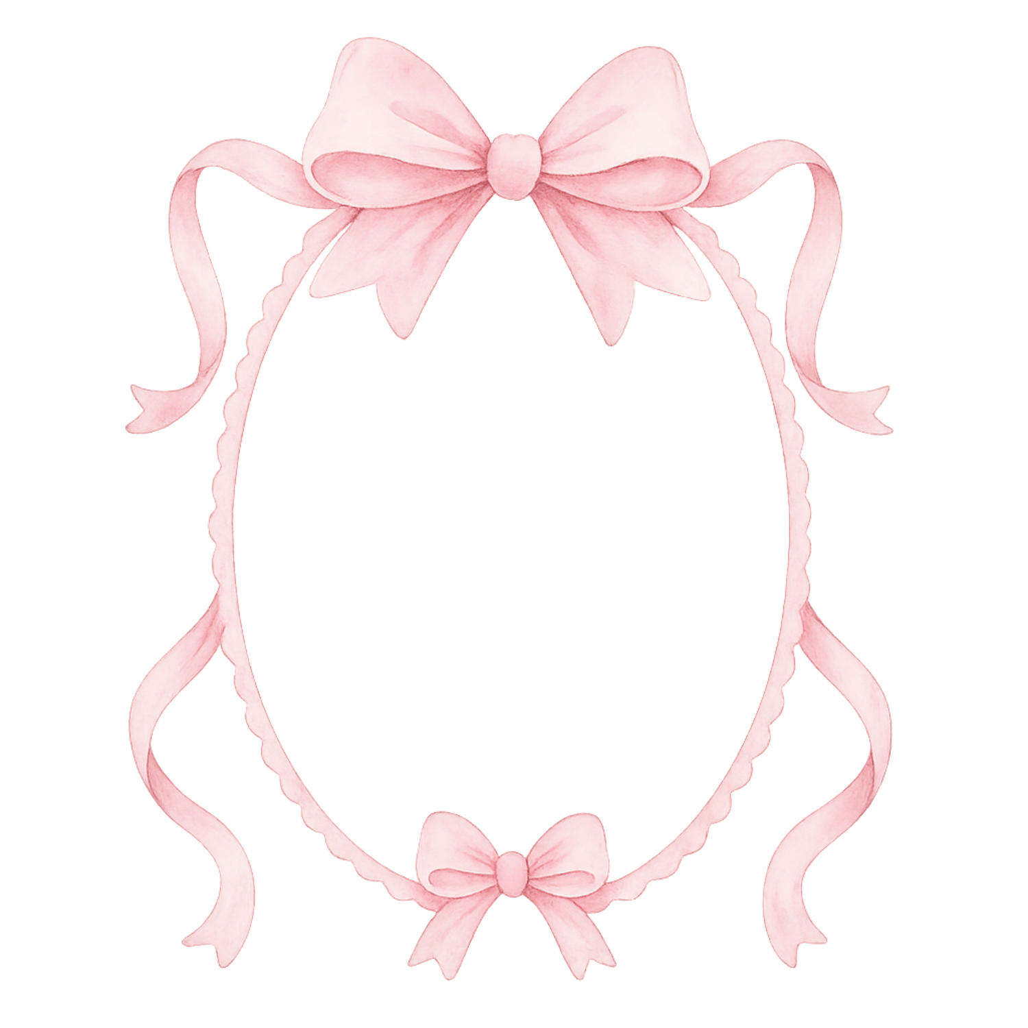 Soft Pink Twin-Bow Oval Frame Clipart (PNG, 300 DPI)