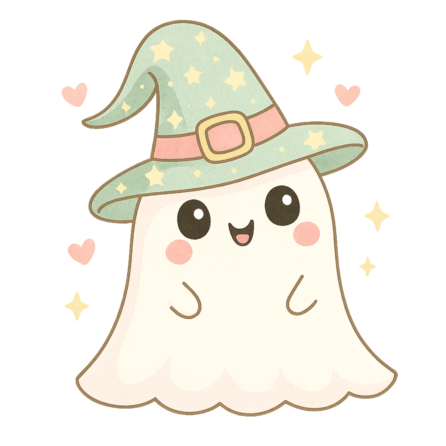 Free Kawaii Halloween Ghost Clipart (PNG, 300 DPI)