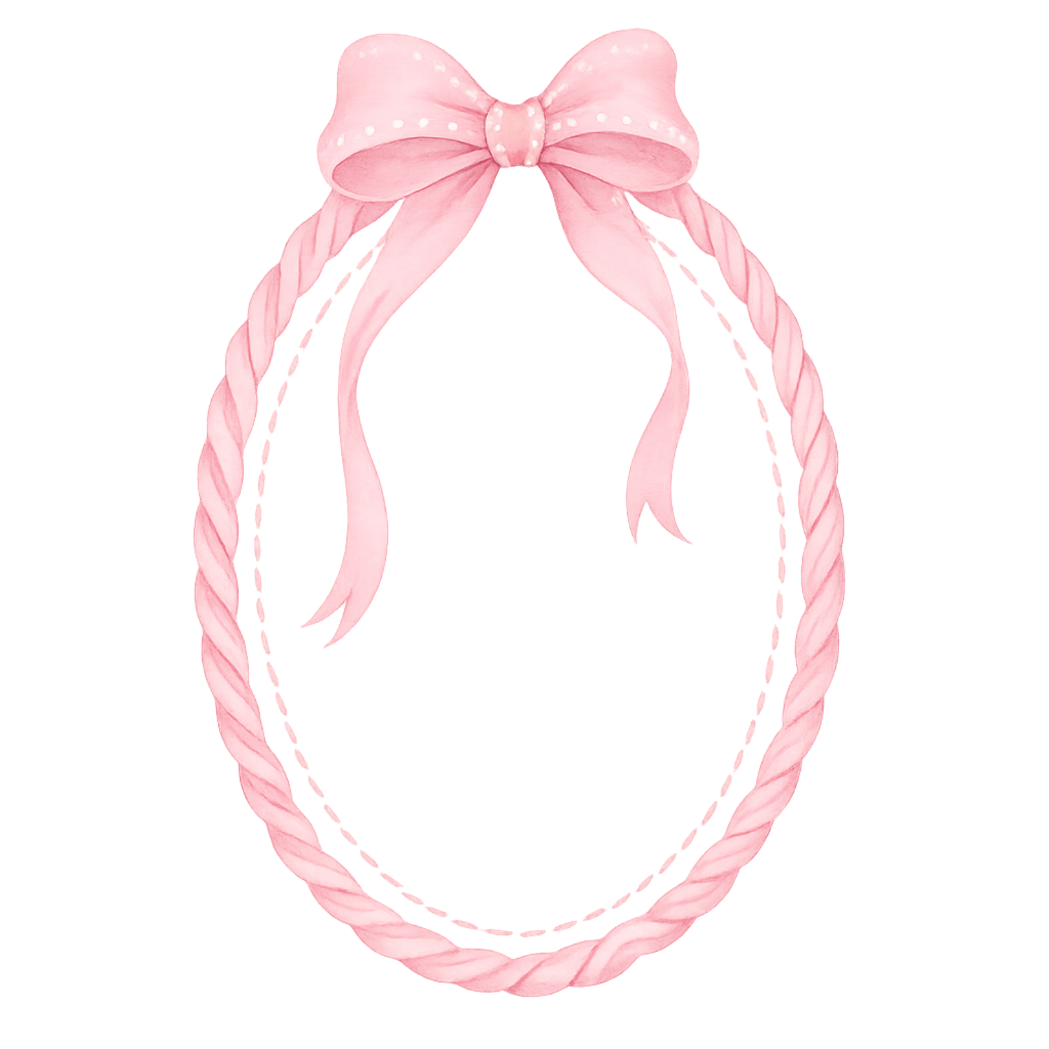 Braided Blush Bow Oval Frame Clipart (PNG, 300 DPI)