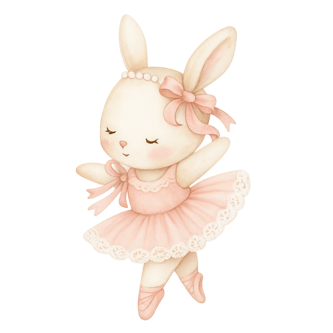 Free Bunny Ballerina Clipart – Pink Watercolor Rabbit with Tutu