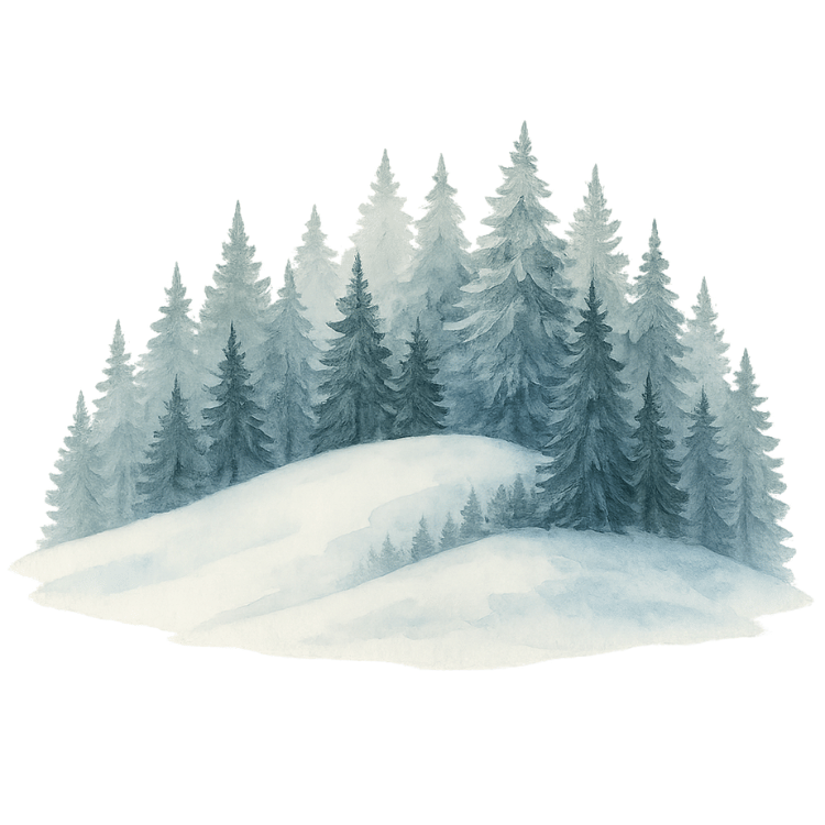 Free Watercolor Winter Pine Forest Clipart