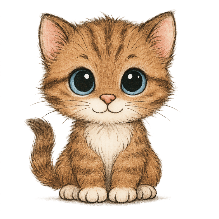 Free Cute Brown Tabby Kitten Clipart