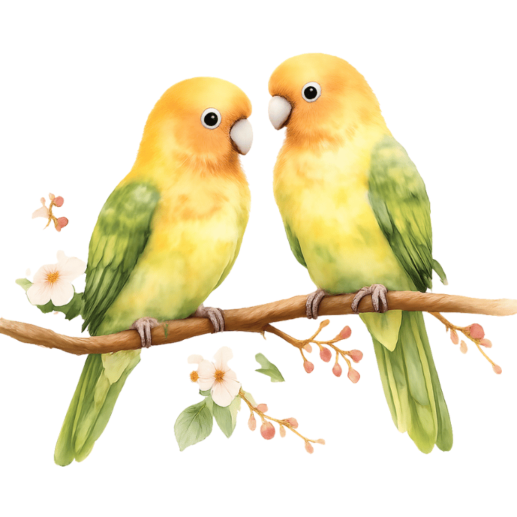 Free Watercolor Yellow Love Birds Clipart
