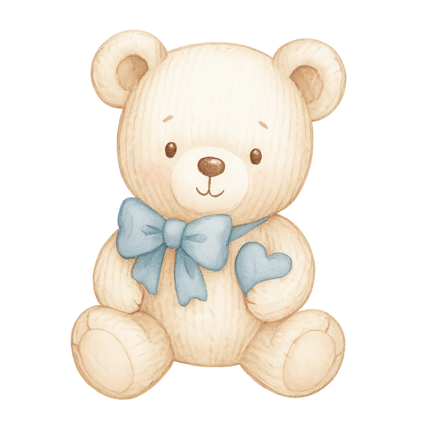 Free Watercolor Teddy Bear Clipart with Blue Bow