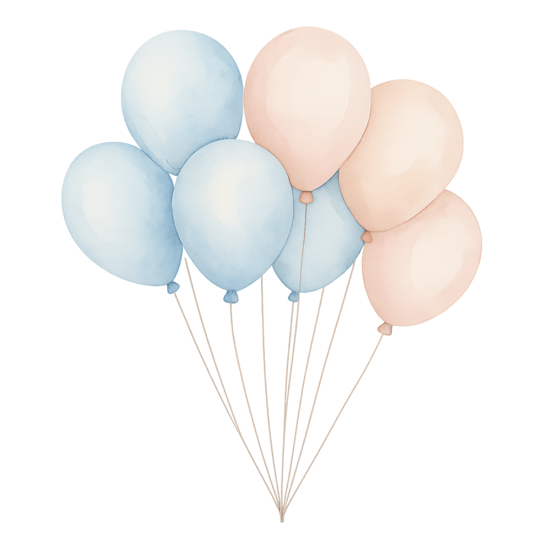 Free Watercolor Baby Balloons Clipart – Blue & Blush Bouquet