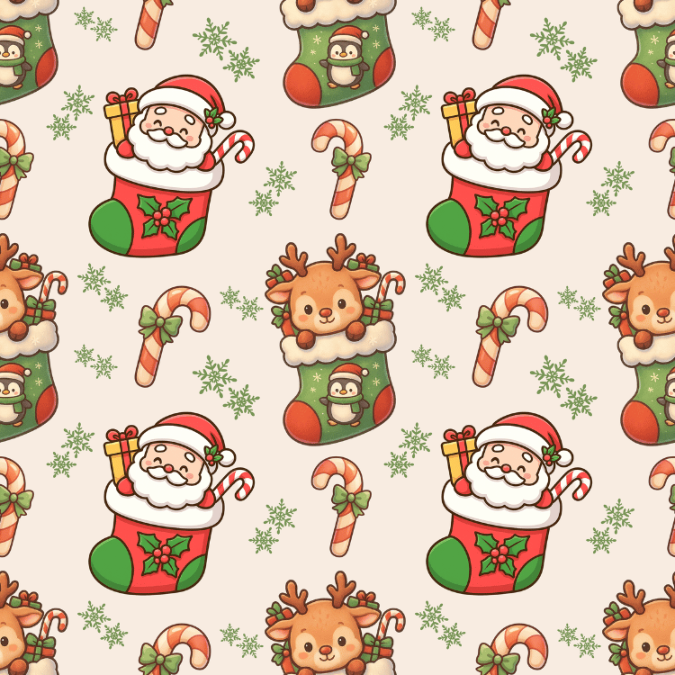 Free Cute Christmas Stockings Seamless Pattern