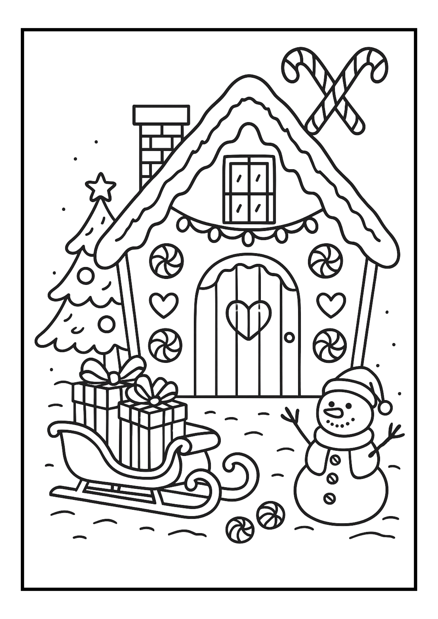 Free Gingerbread House Christmas Coloring Pages – 10 Cute Printables (PDF, 300 DPI)