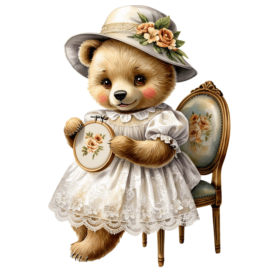 Free Vintage Teddy Bear Embroidery Clipart