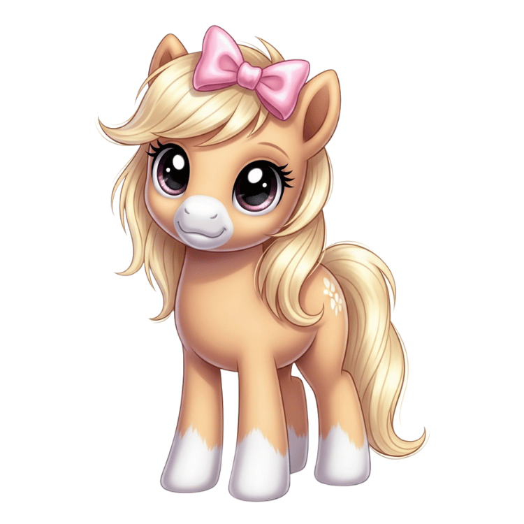 Free Cute Pony Clipart with Pink Bow