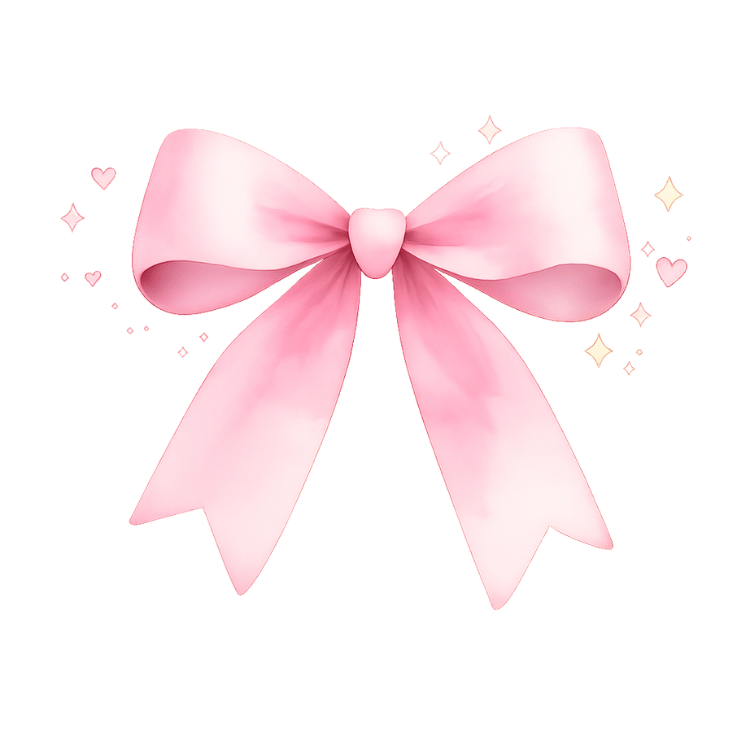 Free Pink Bow Clipart with Hearts & Sparkles