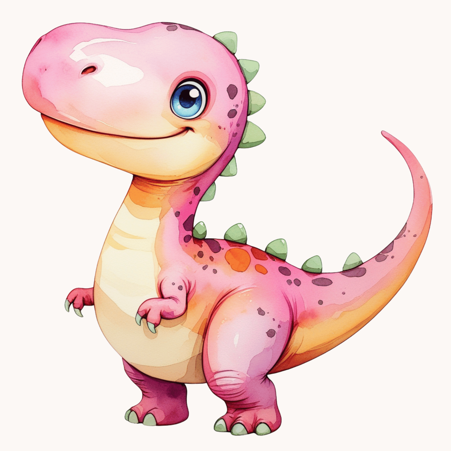 Watercolor Pink Dino