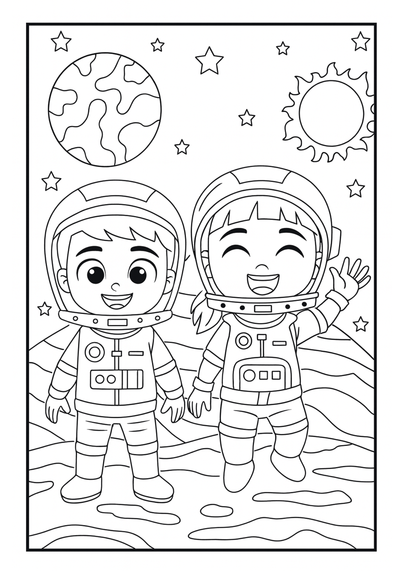 Free Cute Astronaut Coloring Pages Set (PDF)
