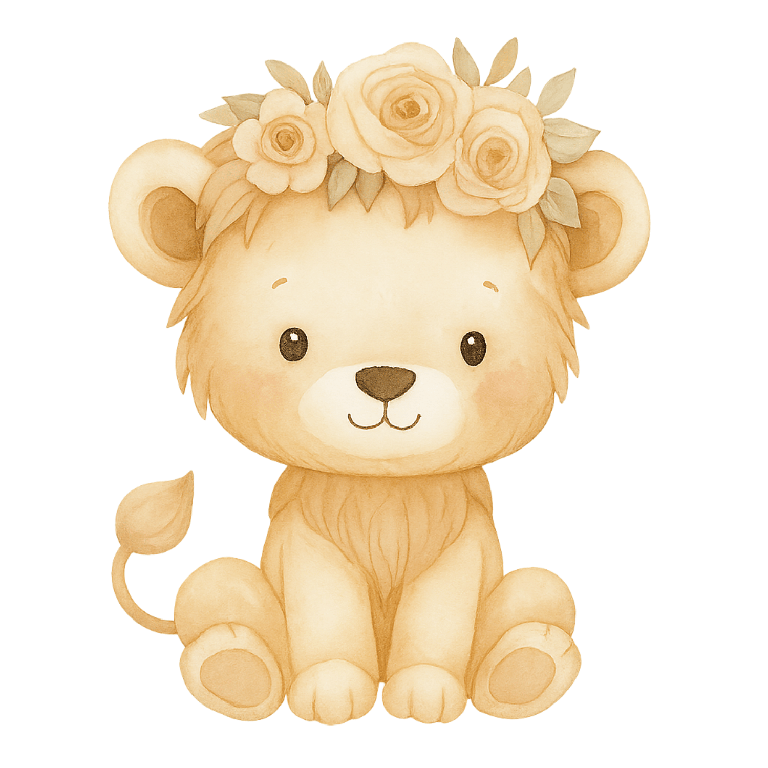 Free Baby Lion with Flower Crown Clipart