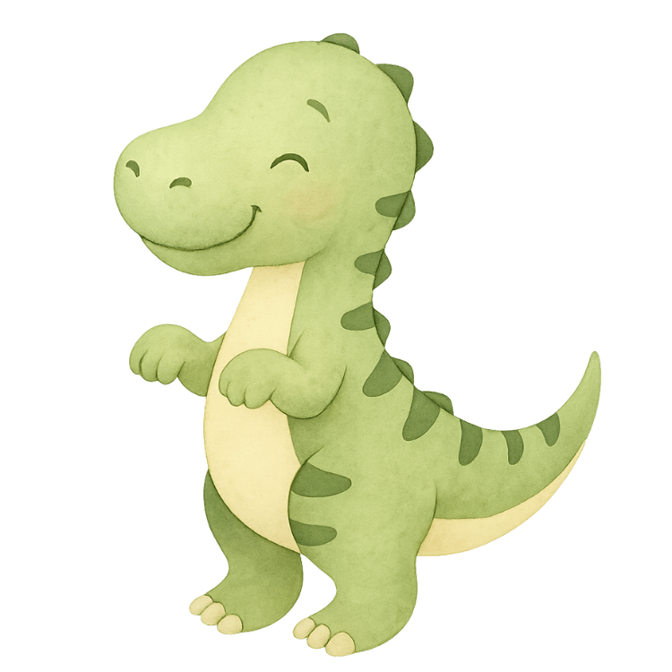 Free Cute Green Baby Dinosaur Clipart
