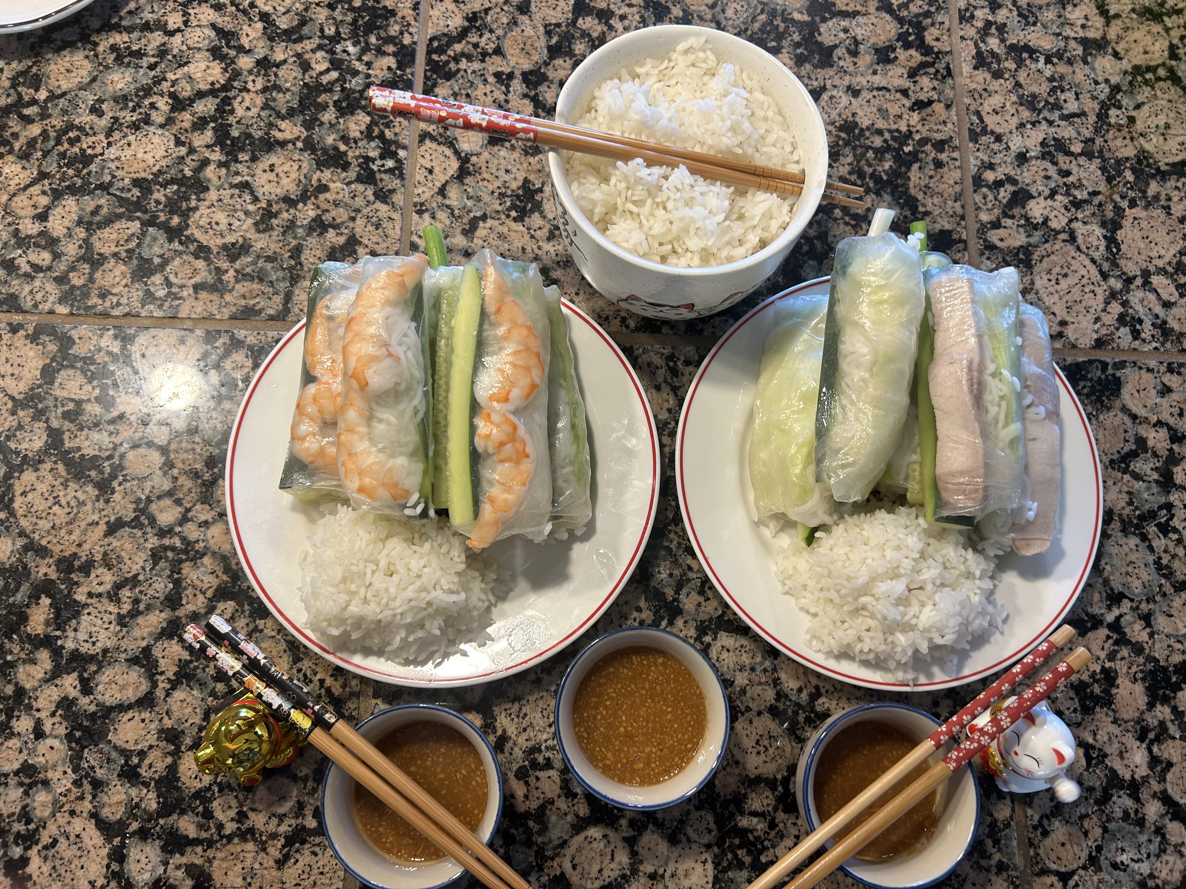 Group Meal 9 Fresh Spring Rolls W/Premium Large White Rice and Sauce