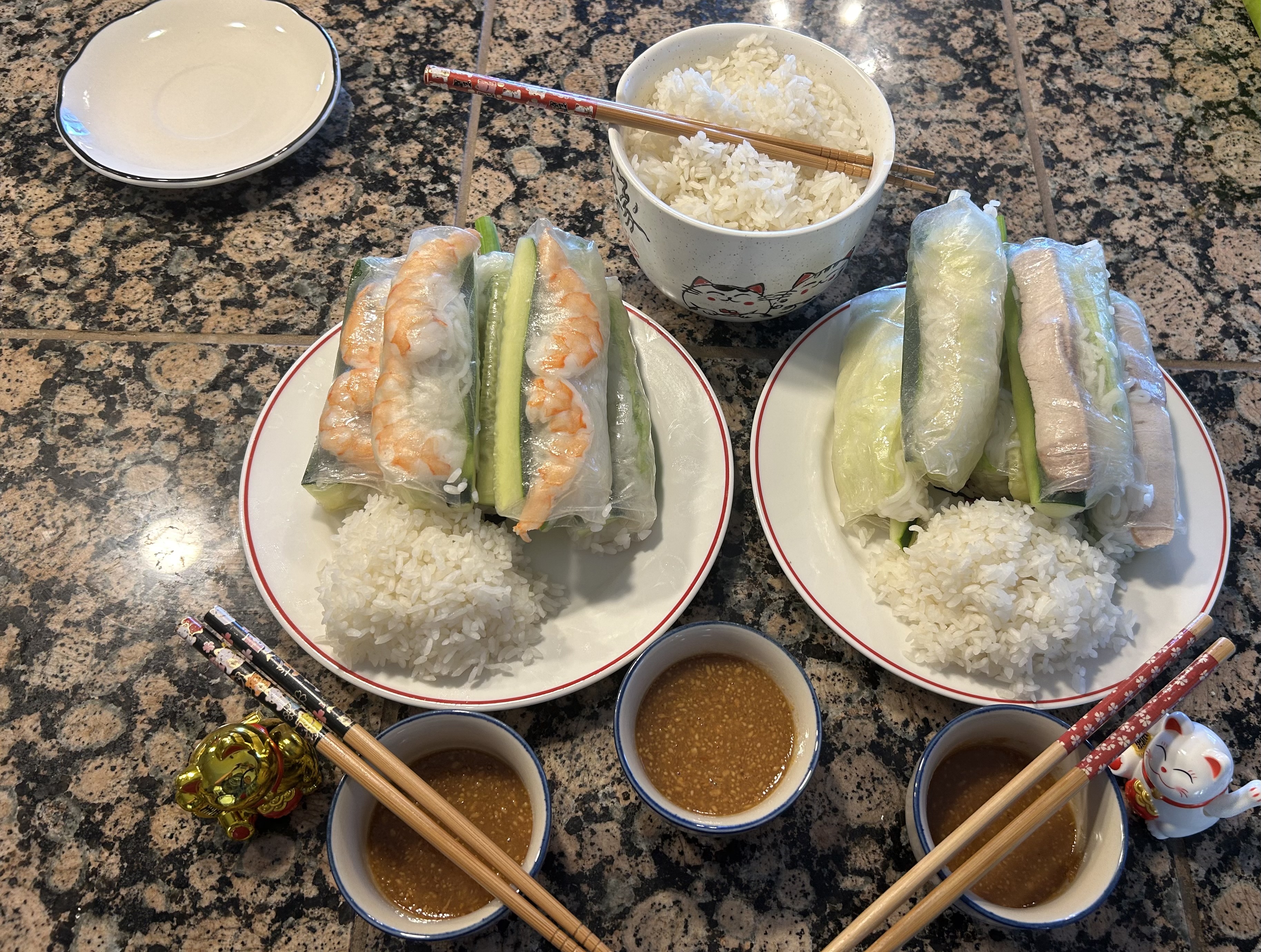 Party Pack 24 Spring Roll Pack w/Premium 2 XL White Rice with 2 L sauces