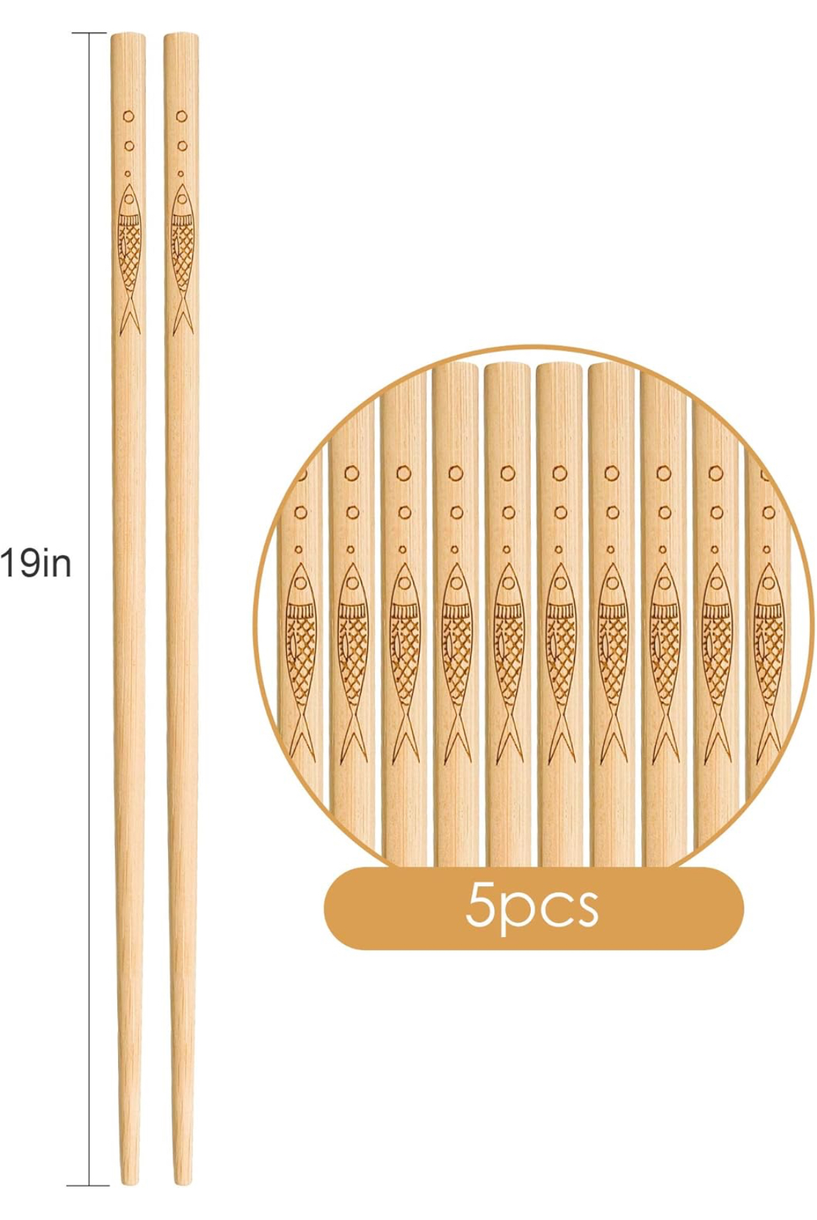 Premium Bamboo Washable Chop Sticks 