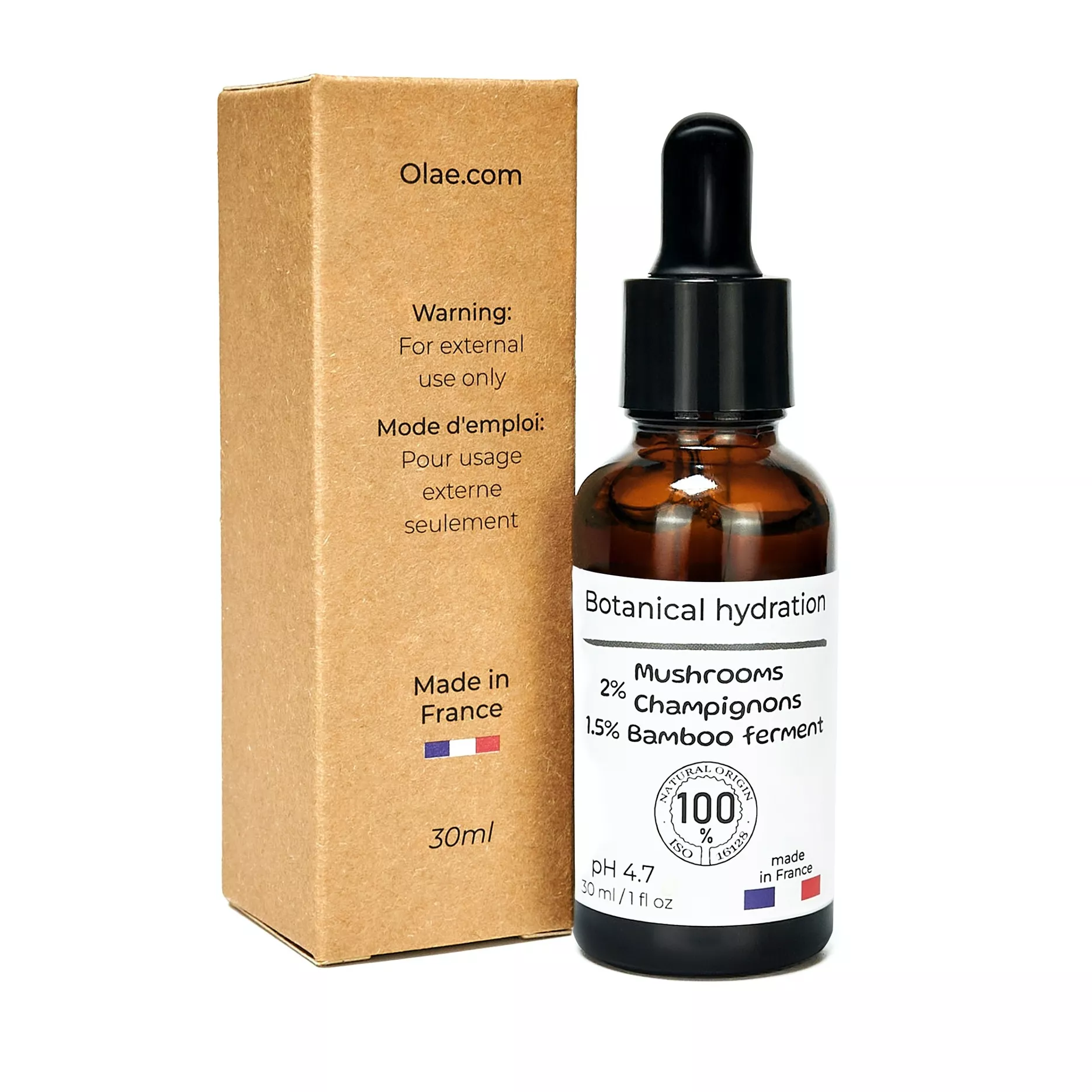 Sérum Hydratation Botanique – 2% Champignons + 1,5% Ferment de Bambou – 100% Naturel (30 ml)