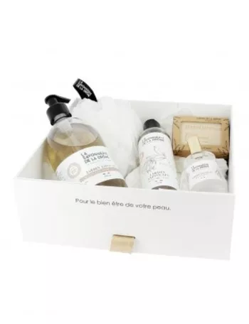 Coffret Jardin Japonais – Lavant mains 500 ml, Gel douche 250 ml, Savon parfumé 100 g, Eau de toilette 50 ml, Fleur de douche