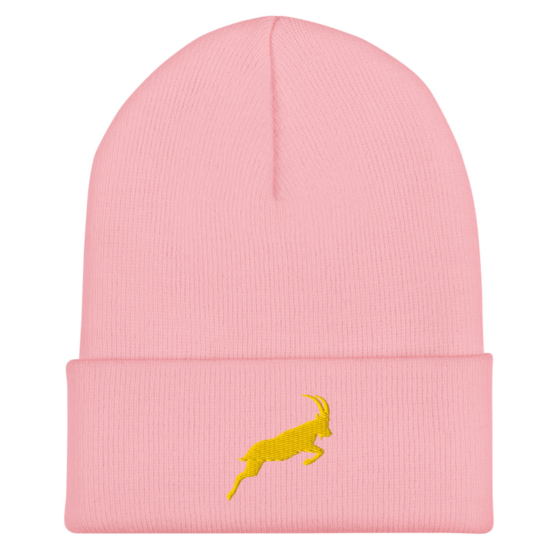 Goat Girls Beanie Gold on Pink