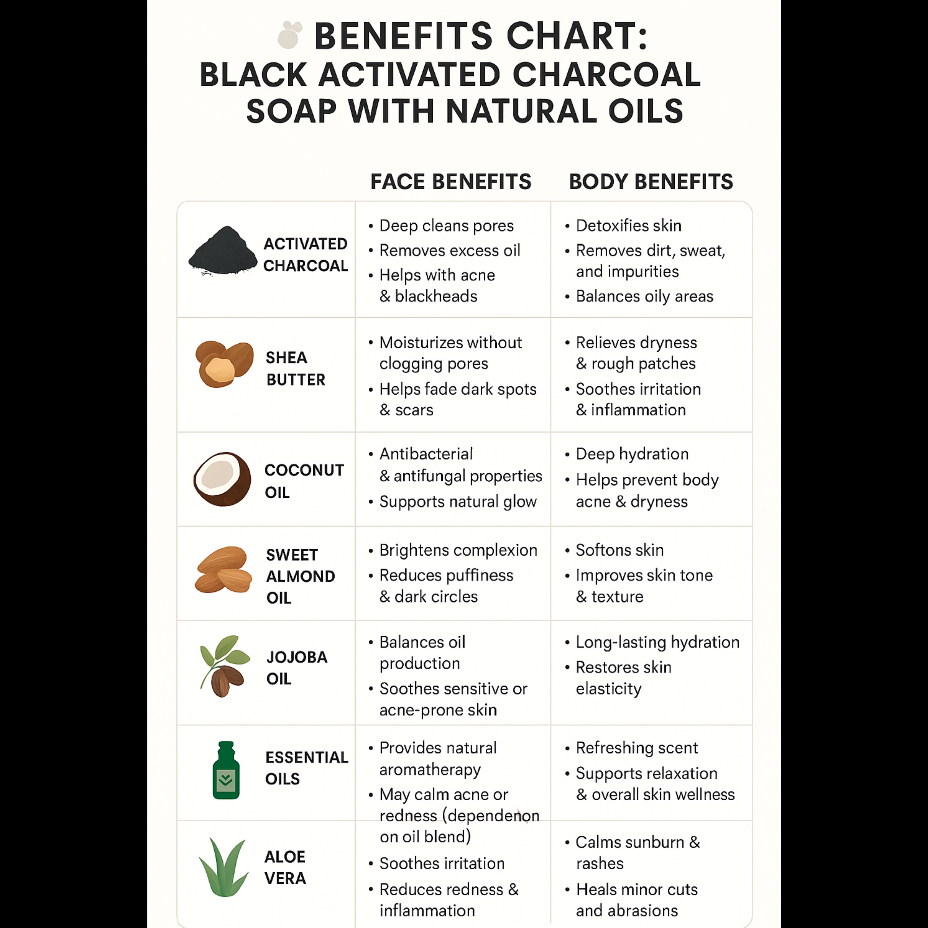 Black Soap Bar for Face and Body - 1 Bar 