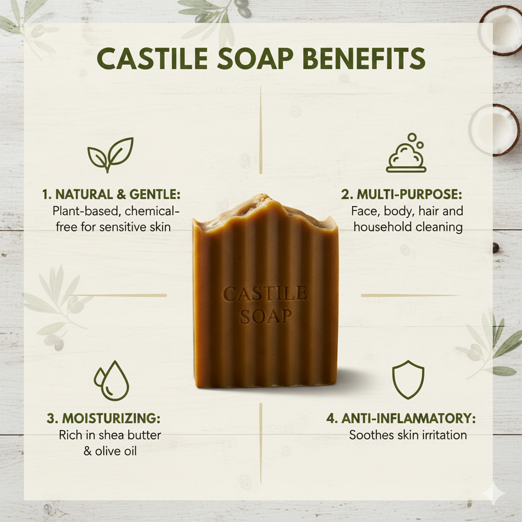 Castile Soap Bar for Face and Body - 1 Bar 