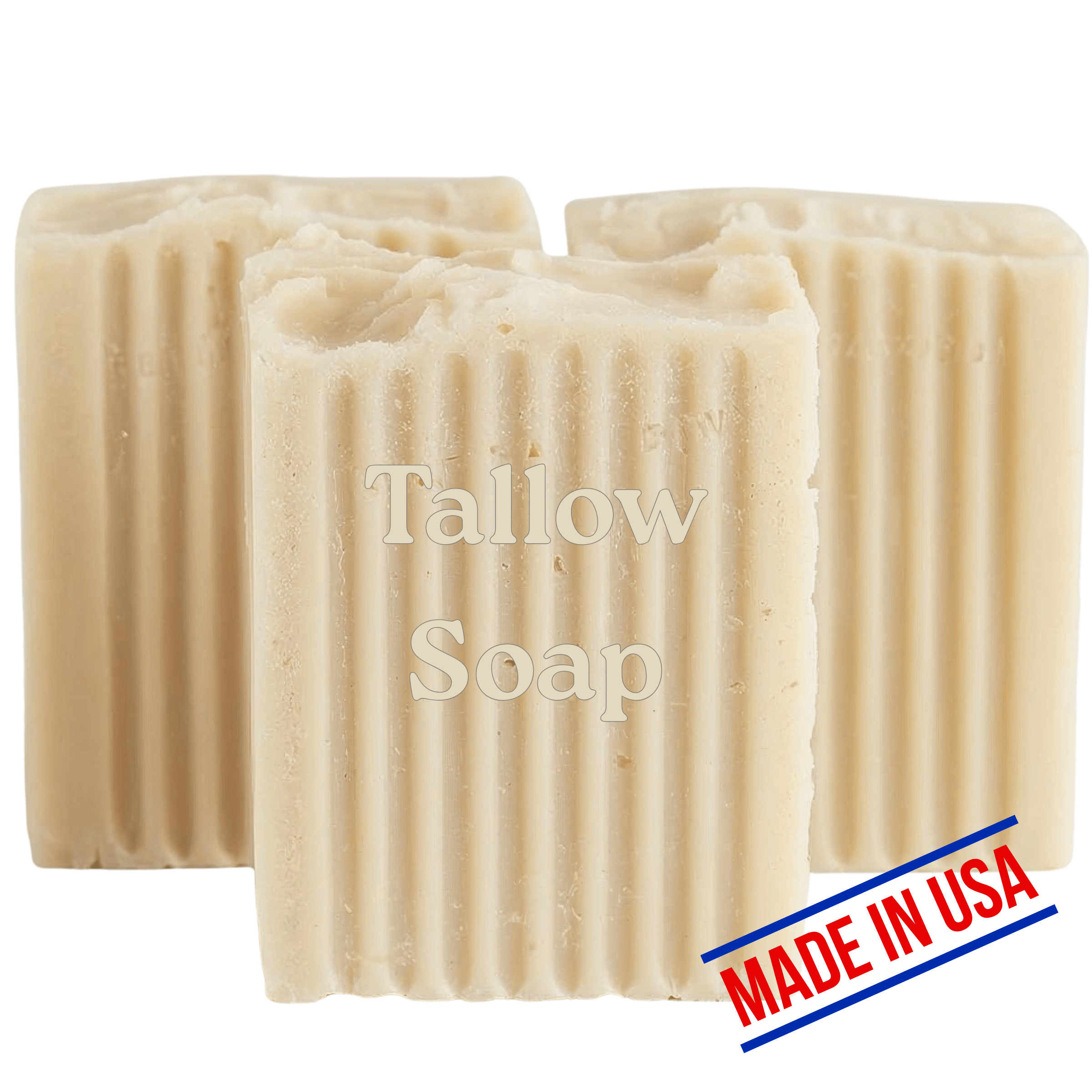 Tallow Soap For Face and Body - 3 Bars- Grass-Fed, Natural