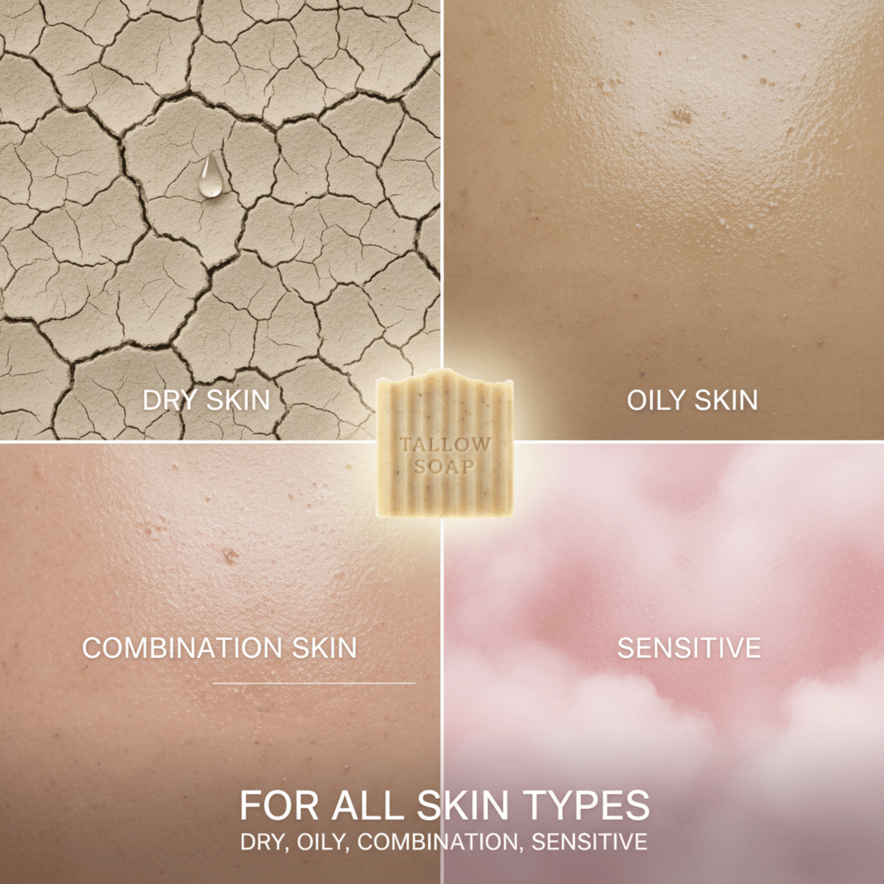 Beef Tallow Soap Bars for Face & Body, Men & Women, All Skin Types, 3 Pack