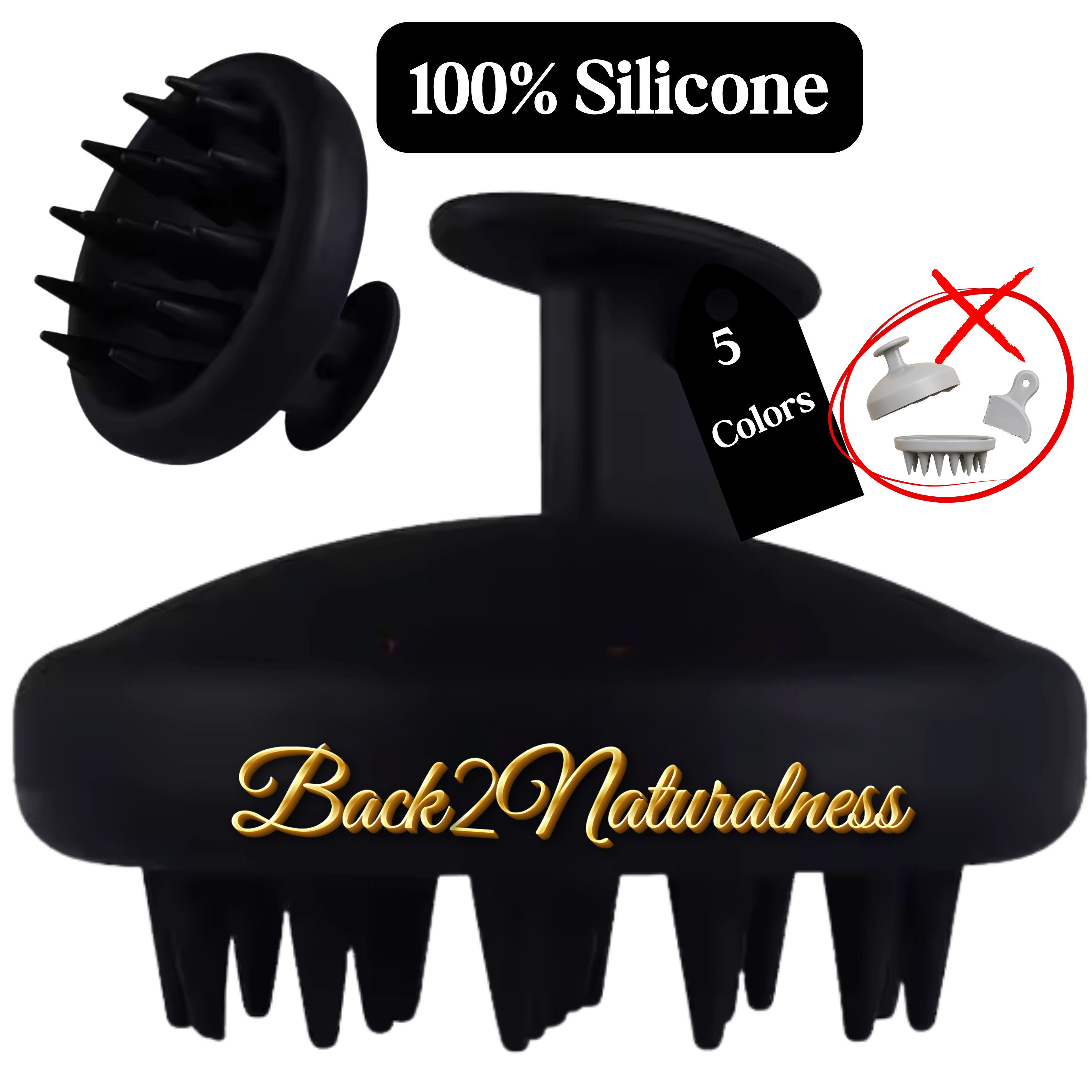 100% Silicone Scalp Massager for Hair Growth -Shampoo Brush 