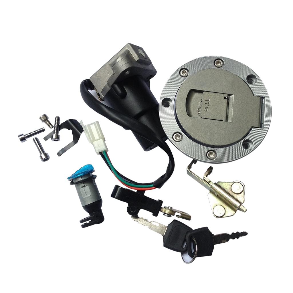 Interruptor de encendido (switch) con llave, tapon de gasolina, cerradura (set) para Italika EX200, marca Roda  