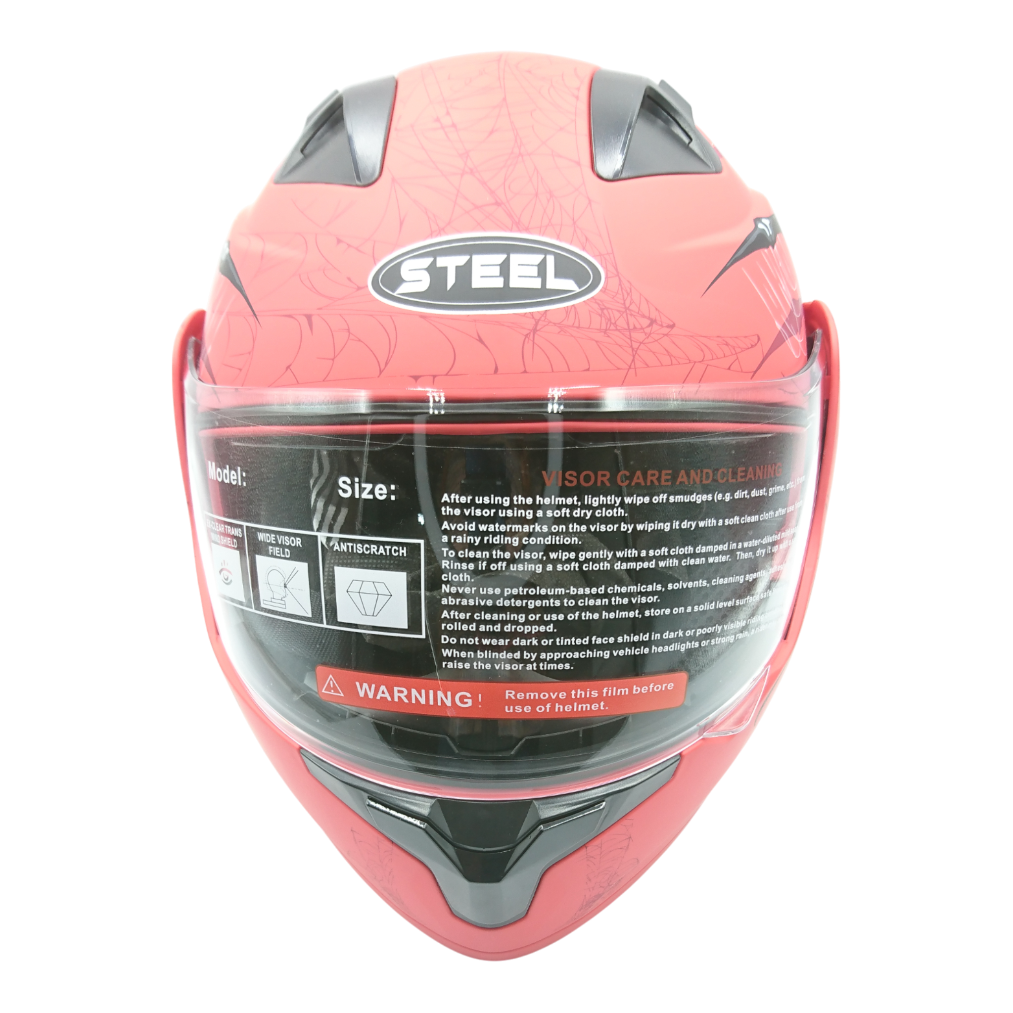 Casco marca Steel Abatible, modelo araña, color rojo, varias tallas.